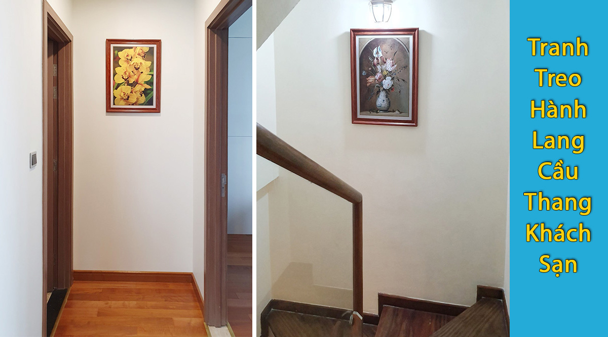 Tranh treo hành lang cầu thang: Tranh treo hành lang cầu thang là một điểm nhấn hoàn hảo để tăng thêm sự khác biệt cho khoảng không trống trải dài từ trên xuống dưới. Với những bức tranh cổ điển đến những bức tranh hiện đại đầy màu sắc, bạn có thể lựa chọn theo phong cách và sở thích của mình. Bằng cách lựa chọn các bức tranh thích hợp, bạn có thể biến căn nhà của mình trở nên đặc biệt và ấn tượng hơn.