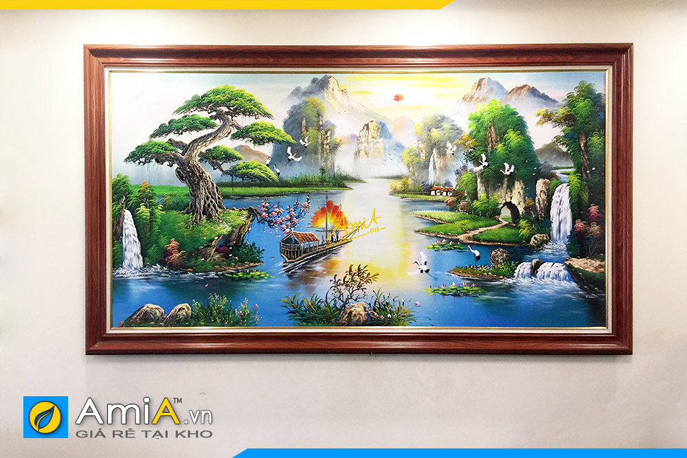 Mẫu tranh 3D Sơn Thủy Hữu Tình đẹp nhất  Tranh dán tường  Xưởng Tranh Tân  Thành