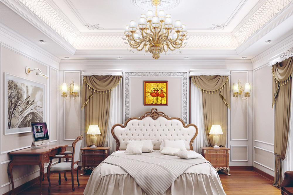 Hình ảnh Tranh đẹp treo tường khách sạn cổ điển không gian phòng ngủ