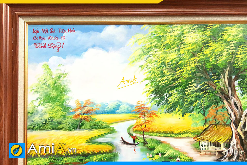 Hình ảnh Tranh vẽ tặng thầy cô ngày 20-11 ý nghĩa chủ đề làng quê Việt Nam