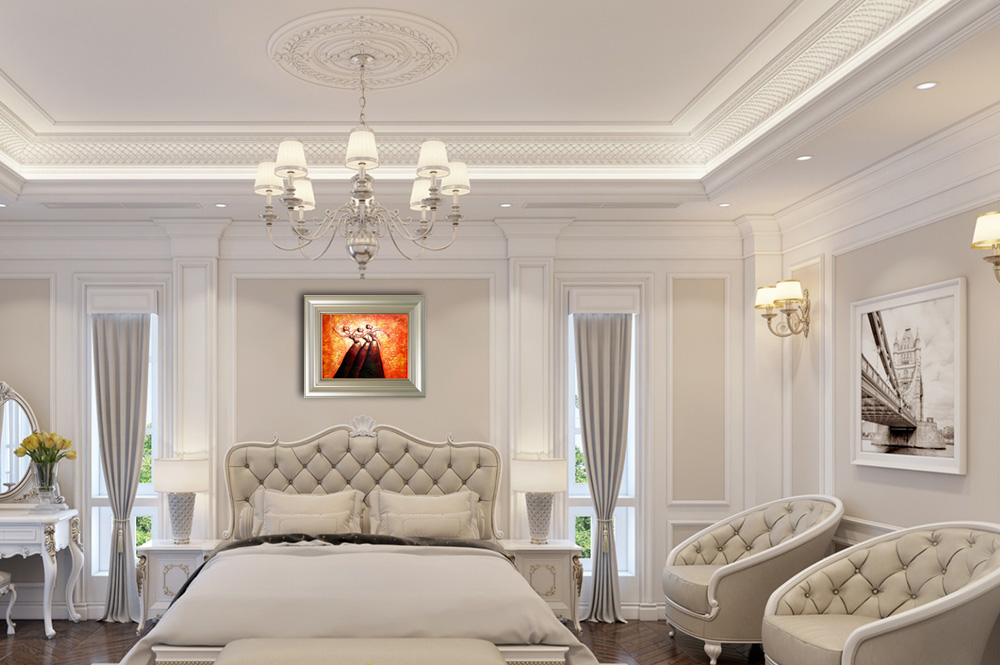 Hình ảnh Tranh treo phòng ngủ khách sạn cổ điển phong cách cổ điển
