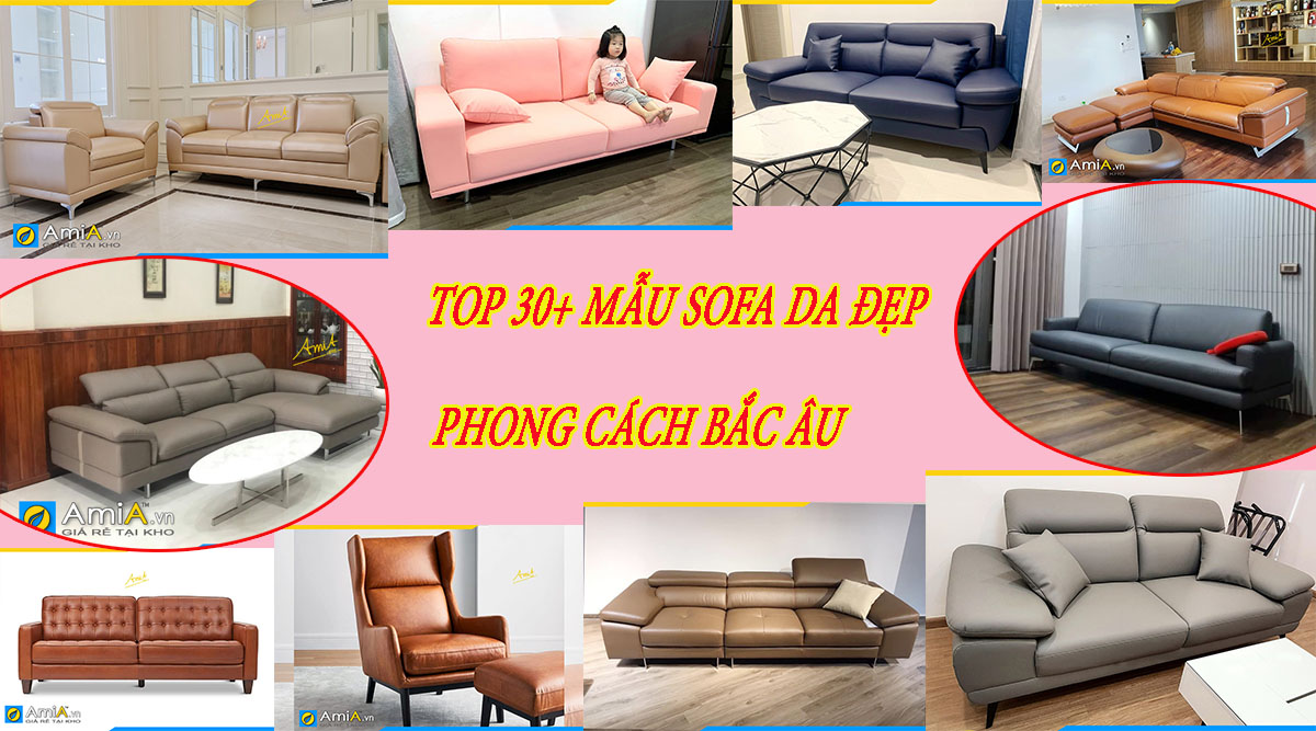 Ghế sofa da Bắc Âu đẹp hiện đại