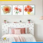 Hình ảnh Bộ tranh đồng hồ hoa hồng treo tường phòng ngủ đẹp xinh AmiA 1131