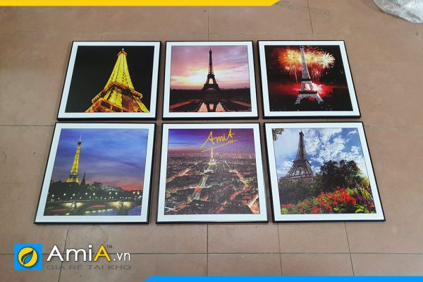 Hình ảnh Bộ tranh treo phòng ngủ tháp Eiffel ghép 6 tấm AmiA 706