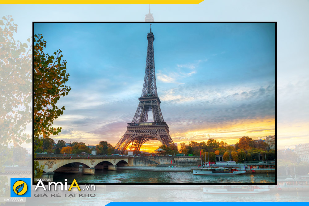 Hình ảnh Mẫu tranh tháp Eiffel treo phòng ngủ làm theo yêu cầu AmiA THAP05
