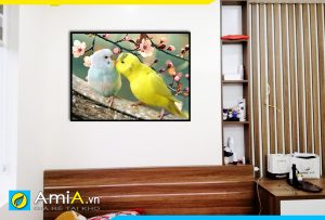 Hình ảnh Tranh phòng ngủ đôi chim uyên ương treo đầu giường AmiA 351
