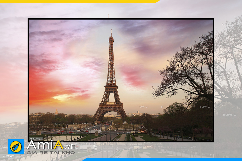 Hình ảnh Tranh phòng ngủ tháp Eiffel làm theo yêu cầu đẹp AmiA THAP04