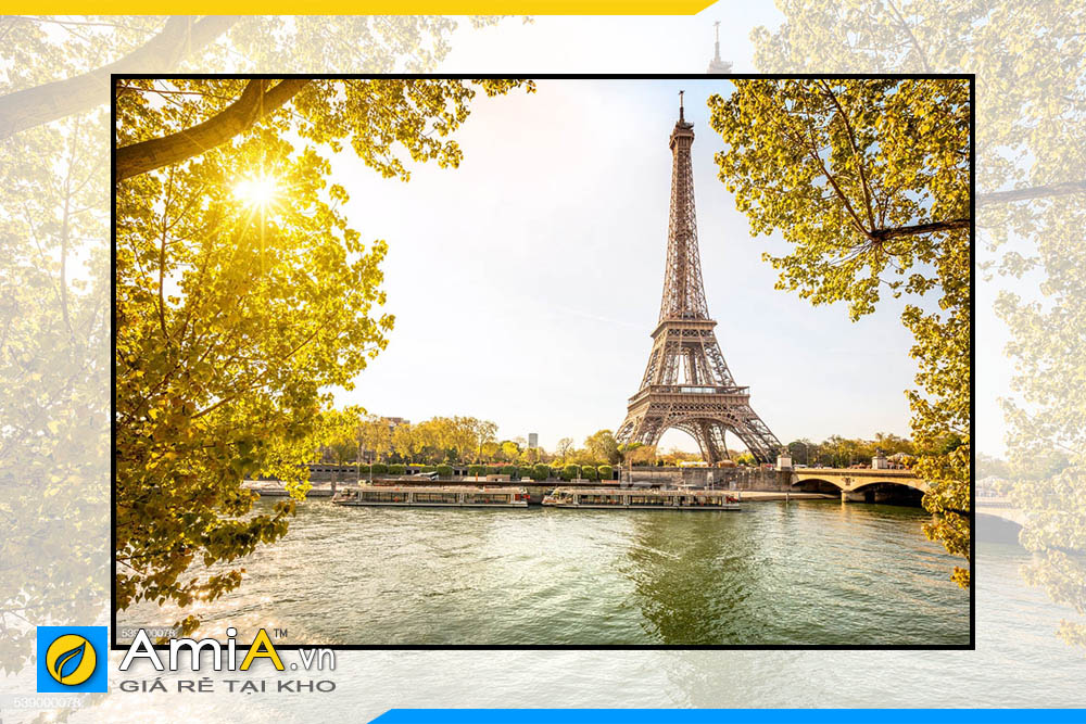 Hình ảnh Tranh tháp Eiffel treo phòng ngủ làm theo yêu cầu riêng AmiA THAP01