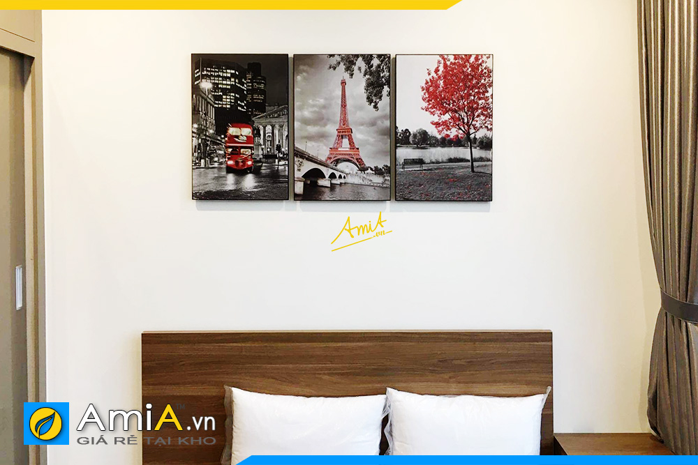 Hình ảnh Tranh trang trí phòng ngủ tháp Eiffel Paris đẹp hiện đại AmiA CV102