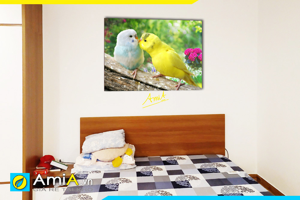 Hình ảnh Tranh treo tường phòng ngủ đôi chim chụm đầu đẹp AmiA 350