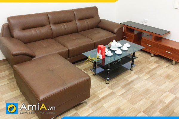 Ghế sofa da đẹp dạng văng AmiA303 cho phòng khách nhỏ