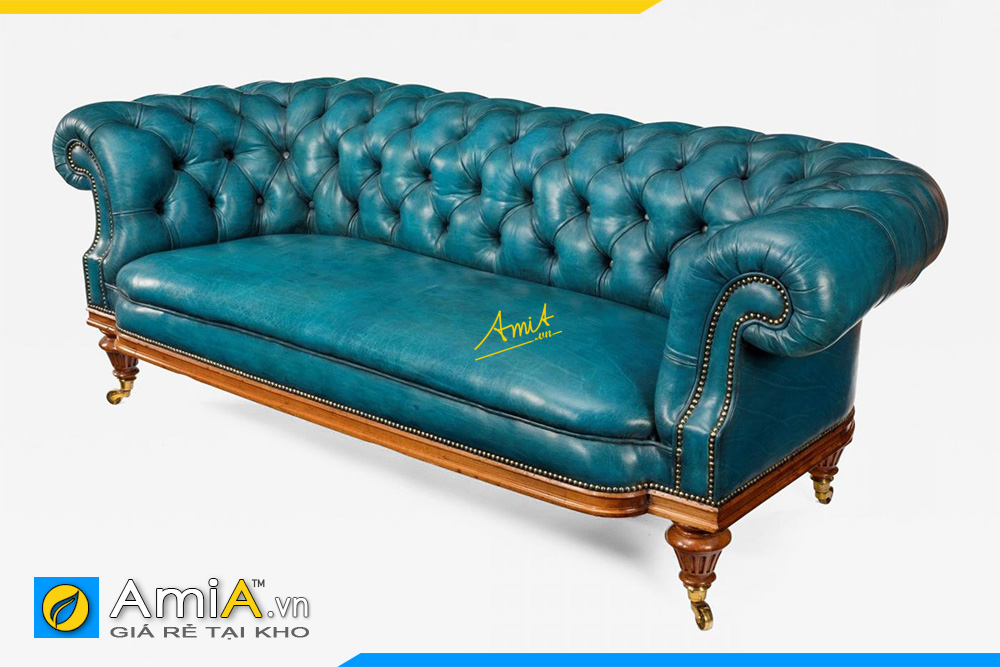 Ghế sofa da màu xanh nổi bật