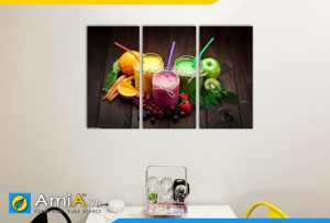 Hình ảnh Bộ tranh 3 tấm hoa quả trái cây và sinh tố đẹp bắt mắt treo bàn ăn AmiA PA05