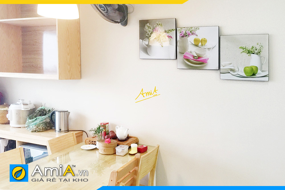 Hình ảnh Bộ tranh bình hoa 3 tấm đẹp tinh tế cho bàn ăn đẹp AmiA 1088