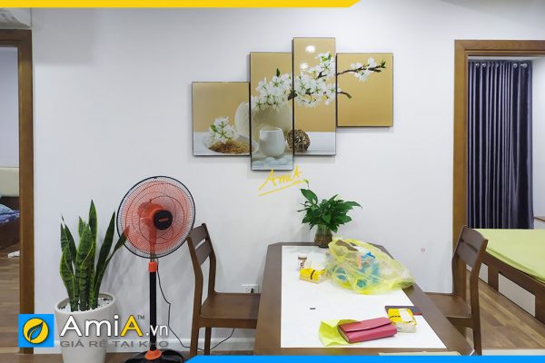 Hình ảnh Bộ tranh bình hoa trắng tinh khôi trang trí bàn ăn đẹp AmiA 1258