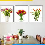 Hình ảnh Bộ tranh bình hoa tulip treo tường bàn ăn phòng ăn đẹp AmiA BH04