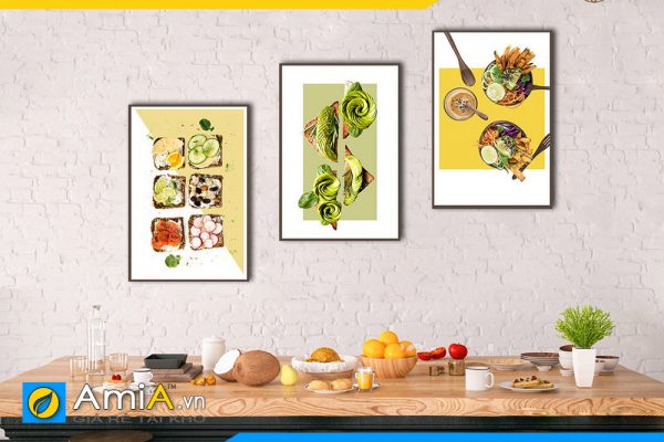 Hình ảnh Bộ tranh canvas món ăn ngon phong cách Bắc Âu treo bàn ăn AmiA PA28