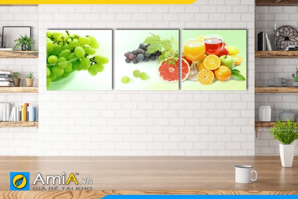 Hình ảnh Bộ tranh chủ đề hoa quả trang trí tường phòng ăn nhà bếp AmiA 1253