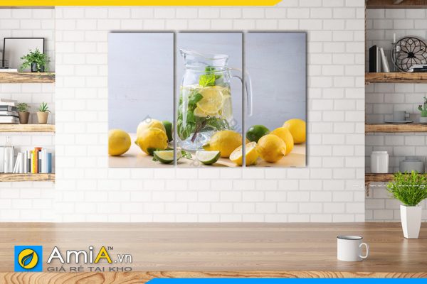 Hình ảnh Bộ tranh chủ đề nước chanh detox trang trí bàn ăn nhà bếp đẹp AmiA DU01