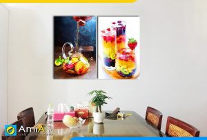 Hình ảnh Bộ tranh đẹp trang trí phòng ăn bàn ăn nước detox hoa quả AmiA DU05