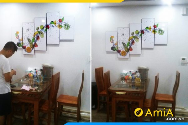 Hình ảnh Bộ tranh hoa quả đẹp nghệ thuật treo tường bàn ăn đẹp AmiA 975