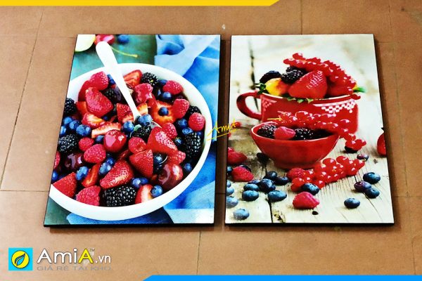 Hình ảnh Bộ tranh hoa quả họ nhà dâu đẹp bắt mắt trang trí phòng ăn AmiA PA11