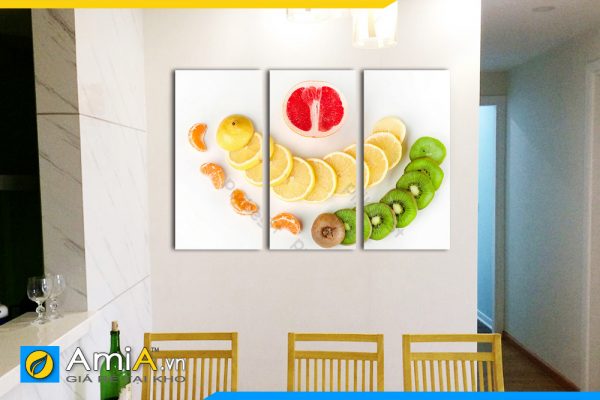 Hình ảnh Bộ tranh hoa quả tạo hình nghệ thuật treo bàn ăn phòng ăn đẹp AmiA PA24
