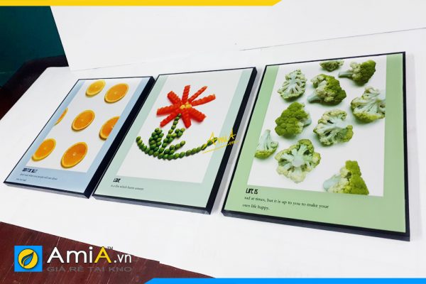 Hình ảnh Bộ tranh hoa quả thực phẩm trang trí phòng ăn đẹp nghệ thuật AmiA PA26