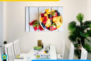 Hình ảnh Bộ tranh hoa quả trái cây ghép 3 tấm trang trí bàn ăn đẹp AmiA PA17