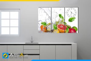 Hình ảnh Bộ tranh hoa quả trái cây rửa nước treo tường phòng ăn nhà bếp đẹp AmiA 631
