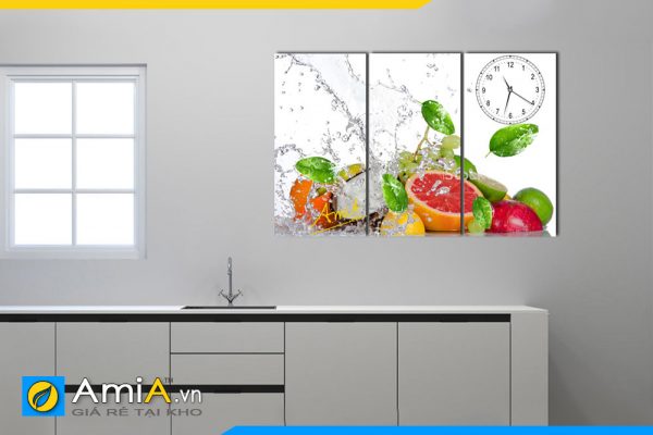 Hình ảnh Bộ tranh hoa quả trái cây rửa nước treo tường phòng ăn nhà bếp đẹp AmiA 631