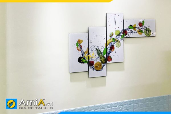 Hình ảnh Bộ tranh hoa quả trái cây tạo hình nghệ thuật treo phòng ăn AmiA 975