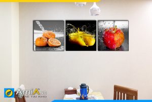 Hình ảnh Bộ tranh hoa quả trái cây treo tường bàn ăn đẹp màu sắc AmiA 1472