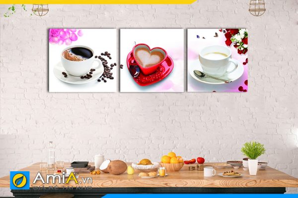 Hình ảnh Bộ tranh ly cafe đồ uống đẹp lãng mạn treo bàn ăn AmiA 496