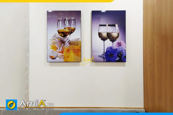 Hình ảnh Bộ tranh ly rượu vang treo tường phòng ăn nhà bếp đẹp AmiA 906
