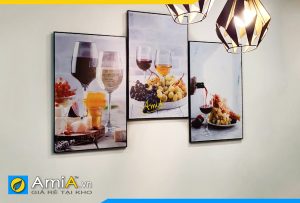 Hình ảnh Bộ tranh ly rượu vang và trái cây đồ ăn treo phòng ăn bàn ăn AmiA 1469