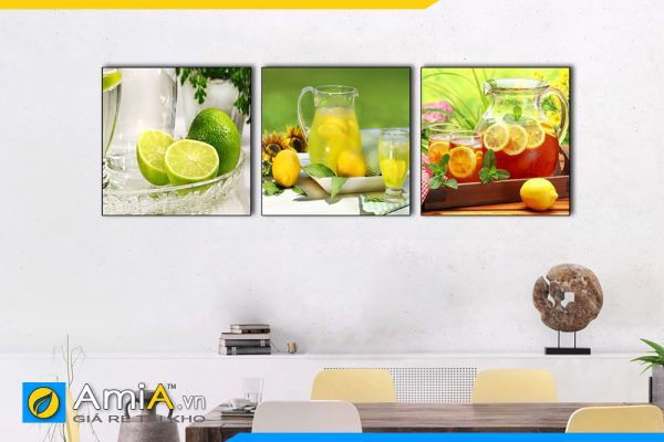 Hình ảnh Bộ tranh nước hoa quả detox treo tường bàn ăn phòng ăn hấp dẫn AmiA 1478