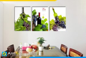 Hình ảnh Bộ tranh rượu vang và chùm nho treo phòng ăn đẹp sang AmiA RV01
