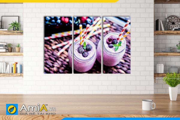 Hình ảnh Bộ tranh sinh tố việt quất màu tím đẹp treo tường bàn ăn phòng ăn AmiA DU08