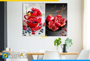 Hình ảnh Bộ tranh trái cây màu đỏ bắt mắt trang trí bàn ăn đẹp AmiA PA19