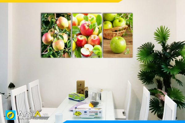 Hình ảnh Bộ tranh trái táo treo tường phòng ăn bàn ăn đẹp AmiA PA12