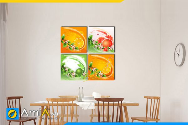Hình ảnh Bộ tranh trang trí phòng ăn đẹp ghép bộ 4 tấm hiện đại AmiA 463