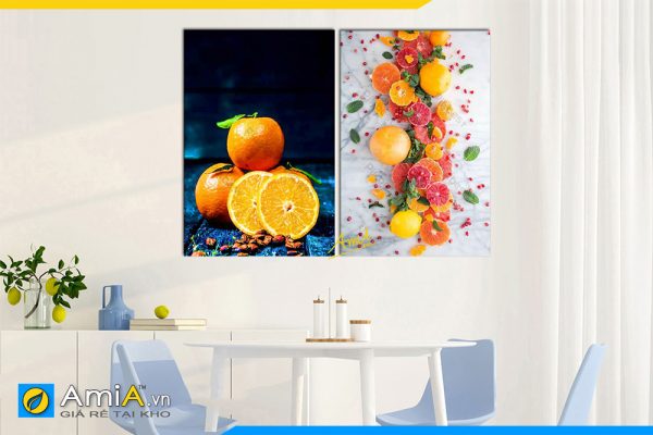 Hình ảnh Bộ tranh treo tường bàn ăn cam quýt mọng nước AmiA PA18
