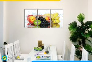 Hình ảnh Bộ tranh treo tường hoa quả ghép 3 tấm trang trí phòng ăn đẹp AmiA 1479