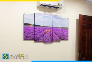 Hình ảnh Bộ tranh treo tường phòng ăn cánh đồng hoa oải hương đẹp AmiA 3003