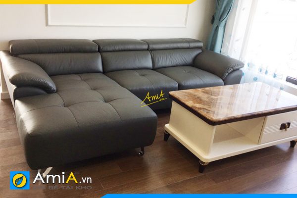 Ghế sofa da màu đen hiện đại AmiA358
