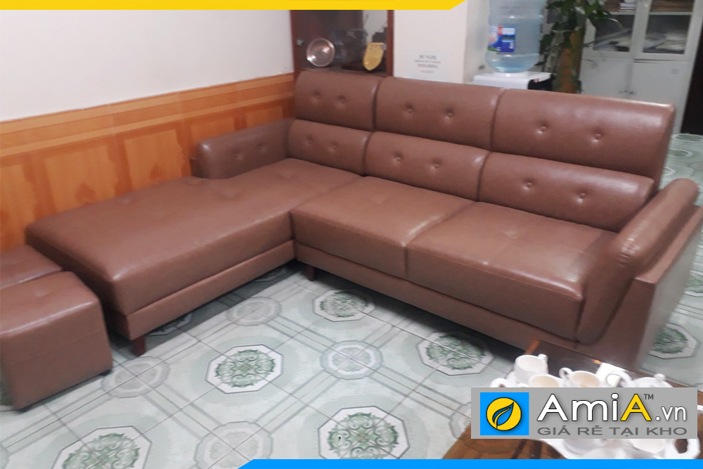 Ghế sofa góc chữ L 2 lớp tay vịn đẹp AmiA213