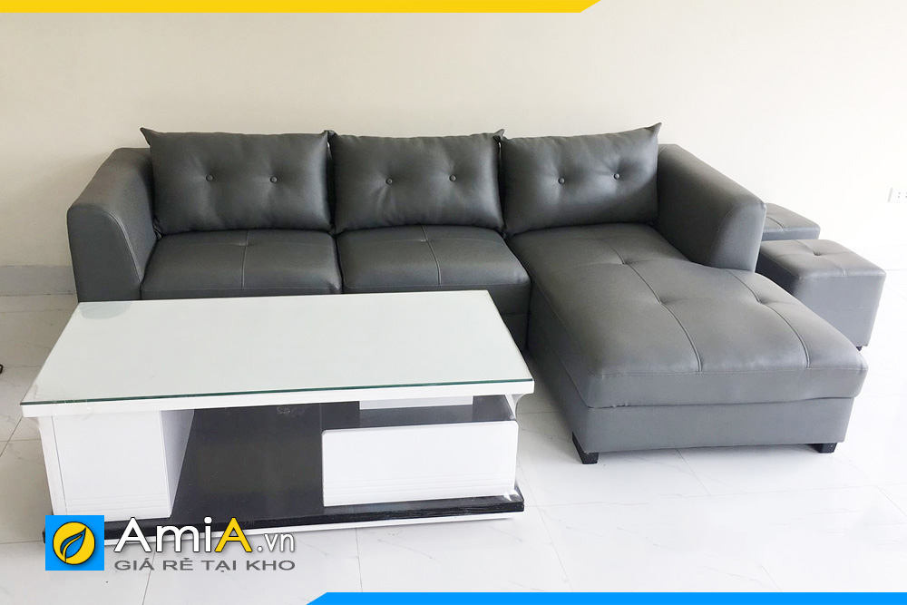 Ghế sofa da đơn giản kiểu dáng góc chữ L AmiA168
