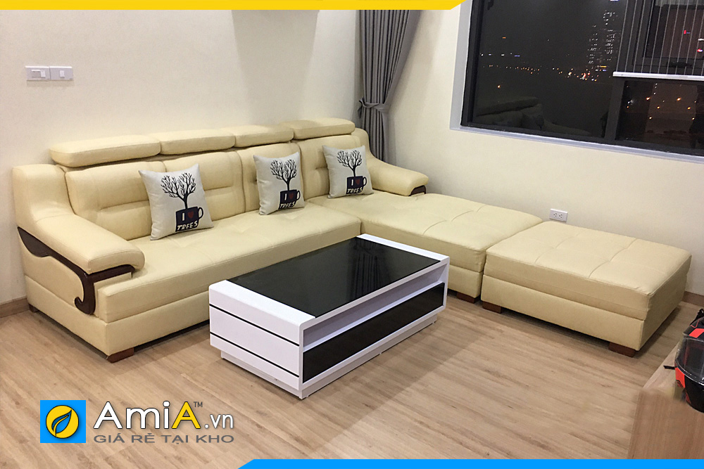 Ghế sofa da phòng khách rộng kiểu dáng chữ L AmiA268