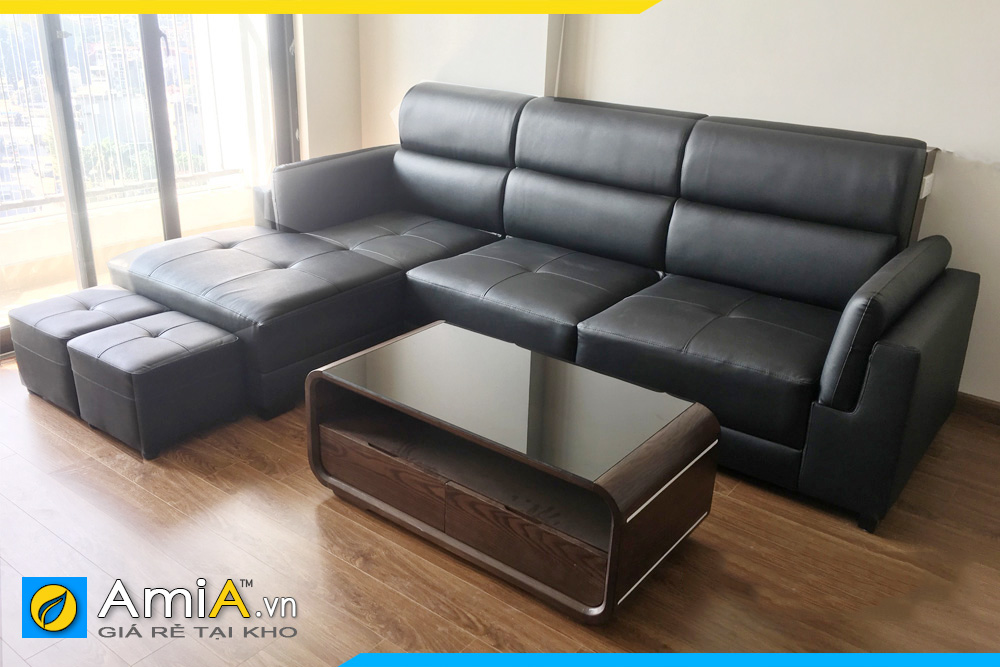 Ghế sofa góc chữ L 2 lớp tay vịn đẹp AmiA213